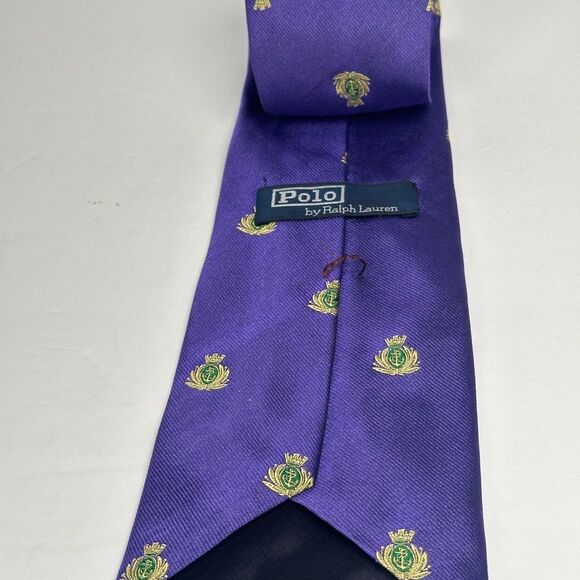 Polo Ralph Lauren 100% Silk Neck Tie Made in USA Purple - Picture 6 of 12
